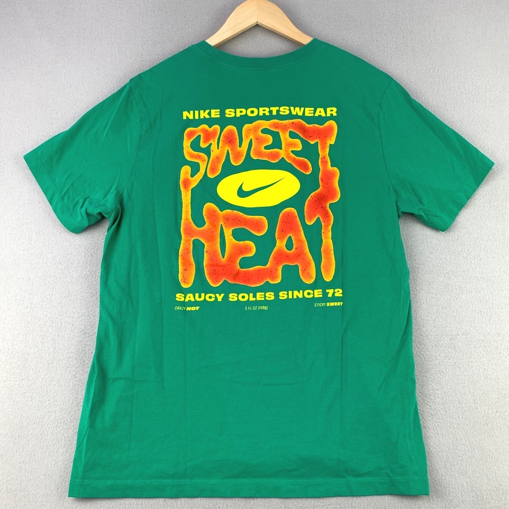 Nike Sweet Heat Tee Mens XL Green Graphic Saucy Soles Short Sleeve Cotton